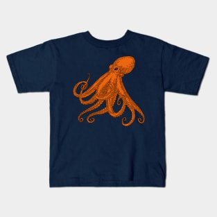 Orange Octopus Marine Life Kids T-Shirt